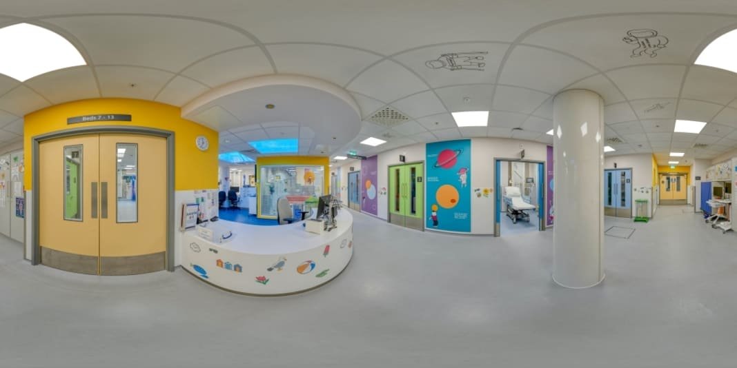Paediatric pre-operative space at Evelina London Children's Hospital.